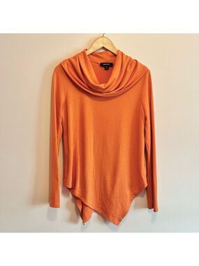 Karen Kane Women's Orange Cowl Neck Sweater handkerchief hem medium